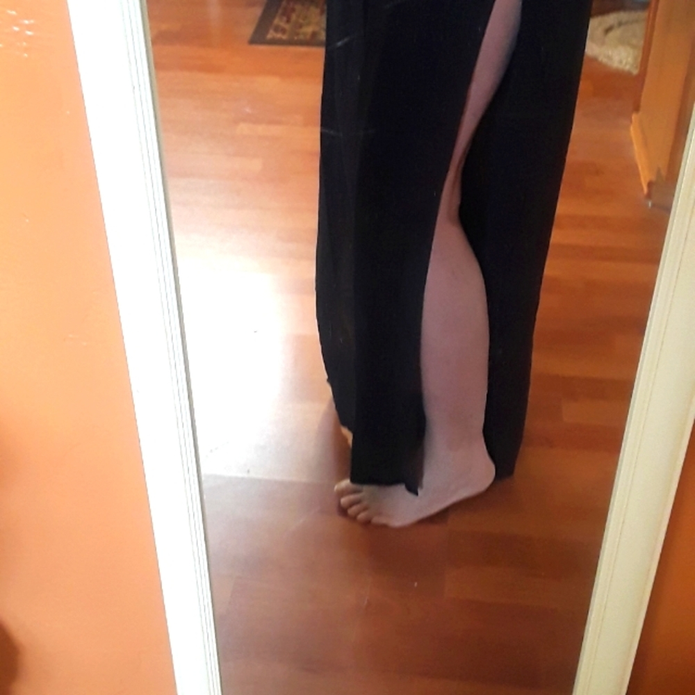 DressyWomens Mr. Boho brand. Jet Black long Rayon elastic waist.